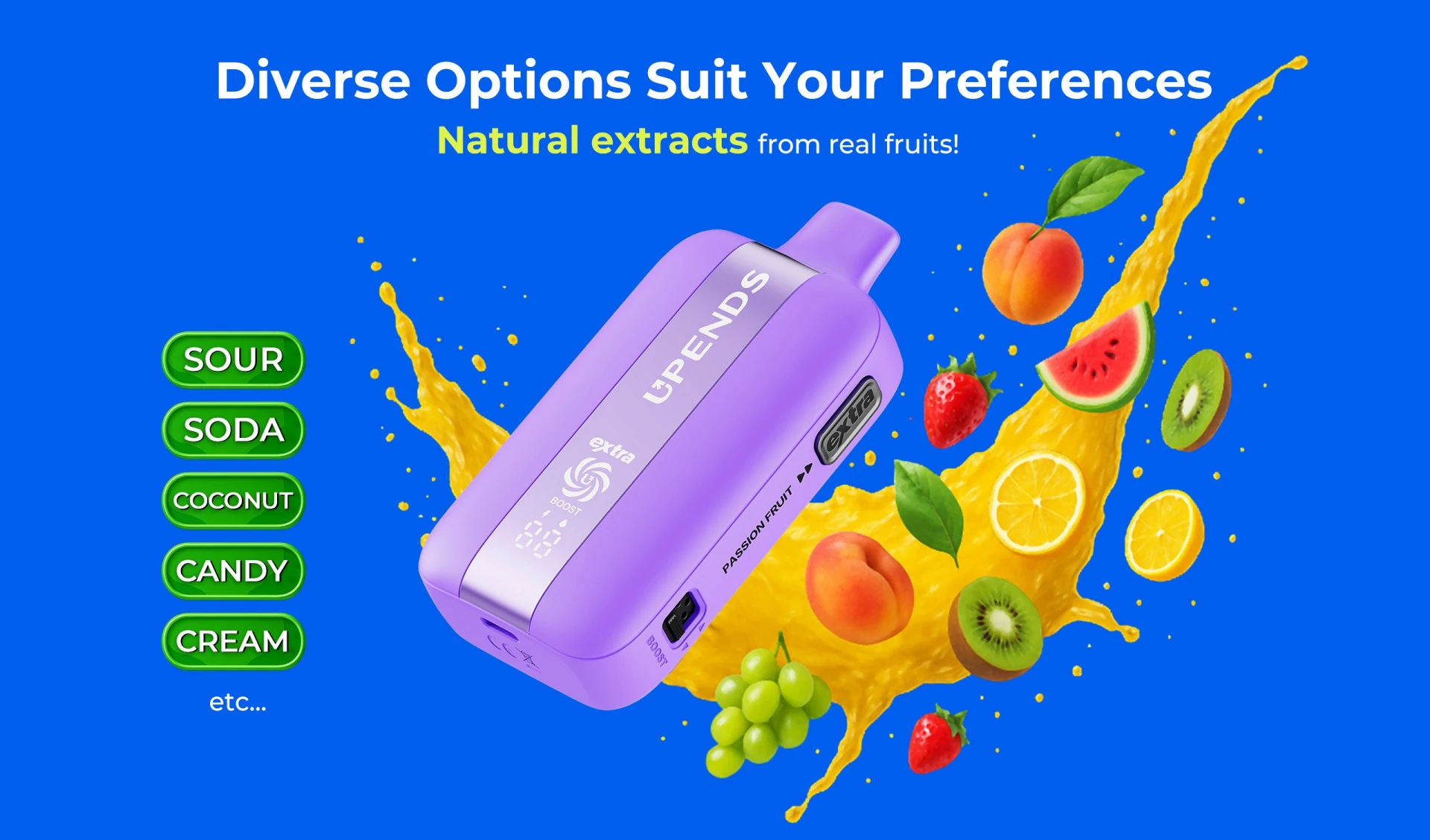 Vielfältige Optionen mit echten Fruchtextrakten