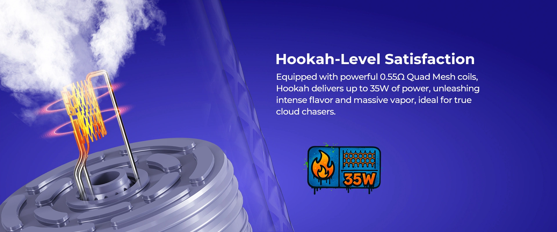 0,55Ω Quad Mesh coil voor krachtige smaak en dikke damp als een hookah