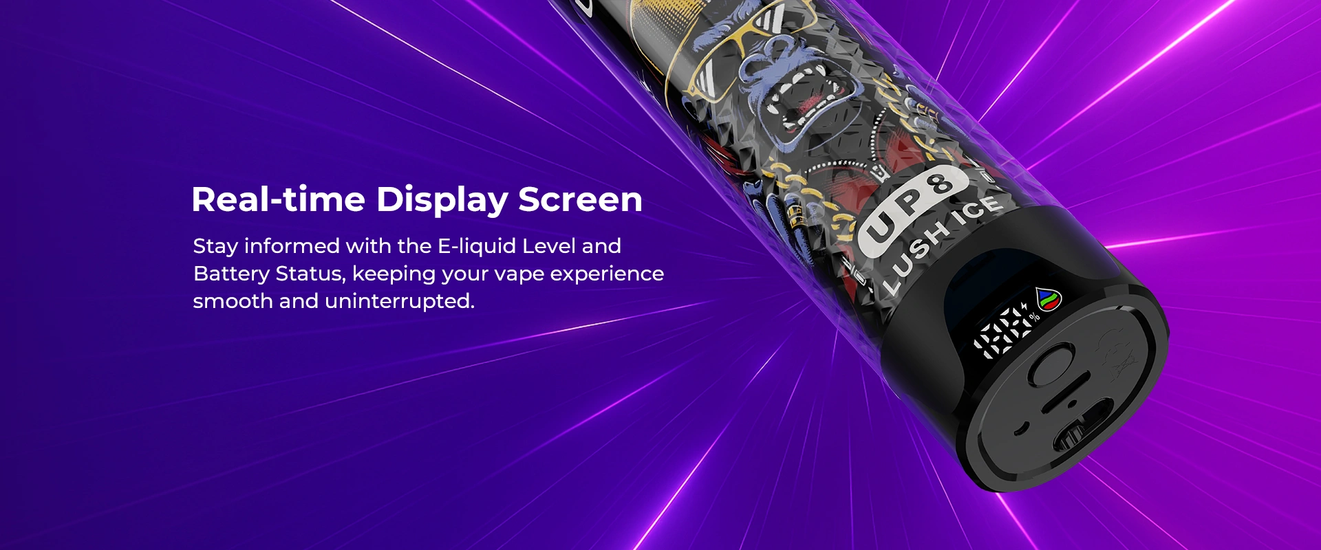 Real-time display toont liquid- en batterijstatus voor soepel gebruik