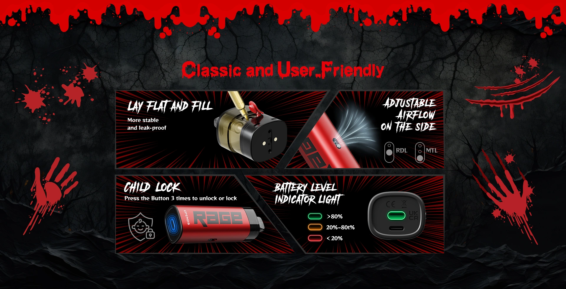 Flach legen zum Befüllen, stabil, auslaufsicher, RDL/MTL, Kindersicherung, Akkuanzeige